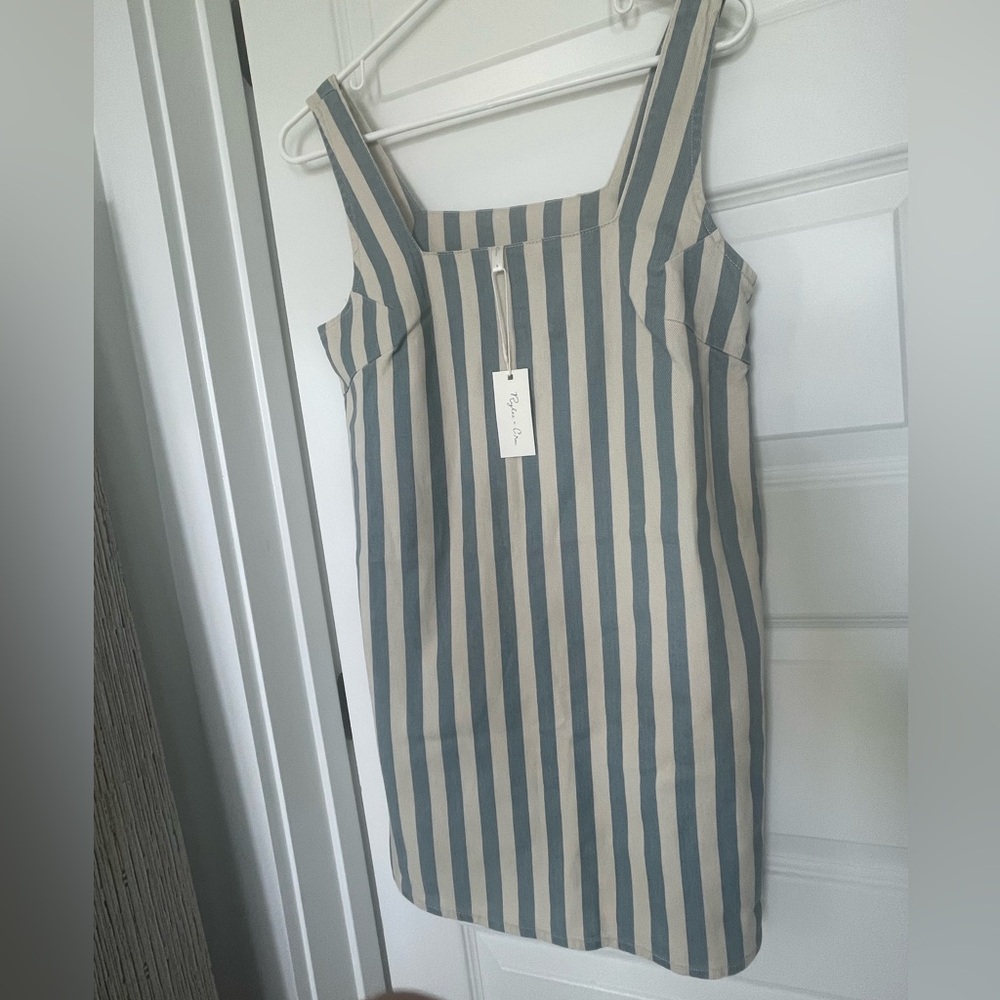 Rylee + Cru Blue and White Striped Dress